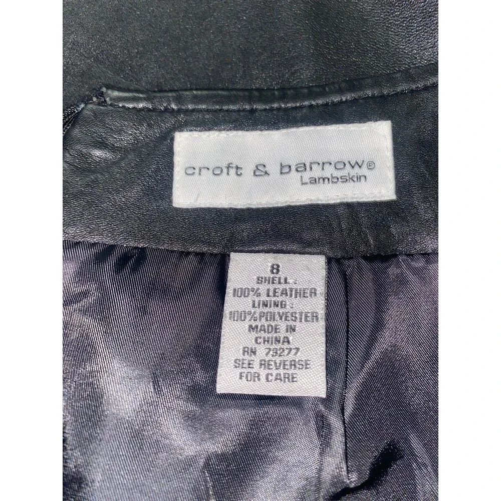 Croft and Borrow Lambskin Skirt, Black,‎ sz 8